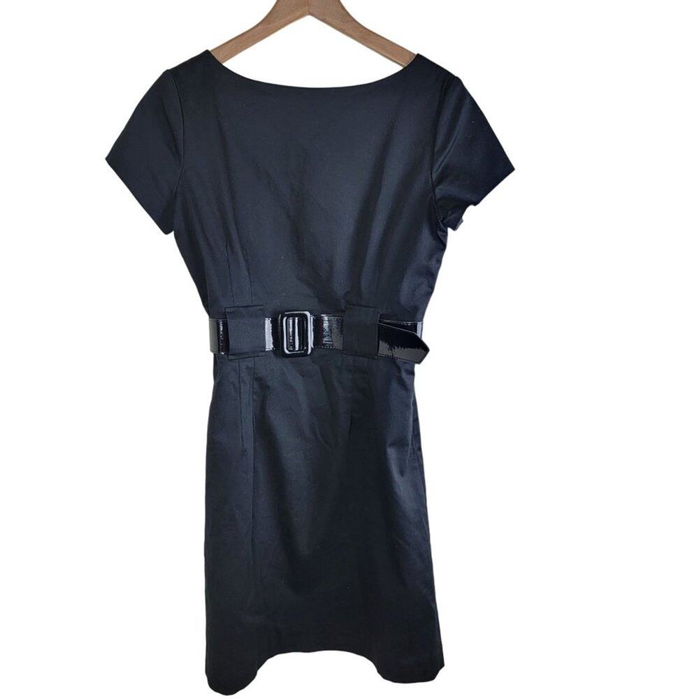 Renee Dumarr Womens Belted Midi Dress size 8 Black Office Career